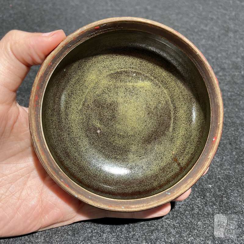 清雍正 茶叶末釉印泥盒 - 图3